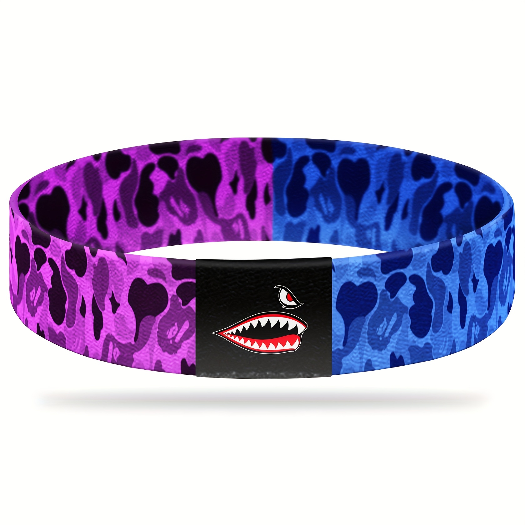 Shark Camo Print Wristband Elastic Polyester Vintage Style 1pc